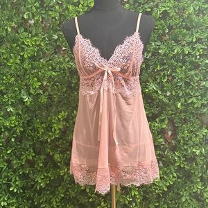 Lace Trim Blue and Pink Lingerie